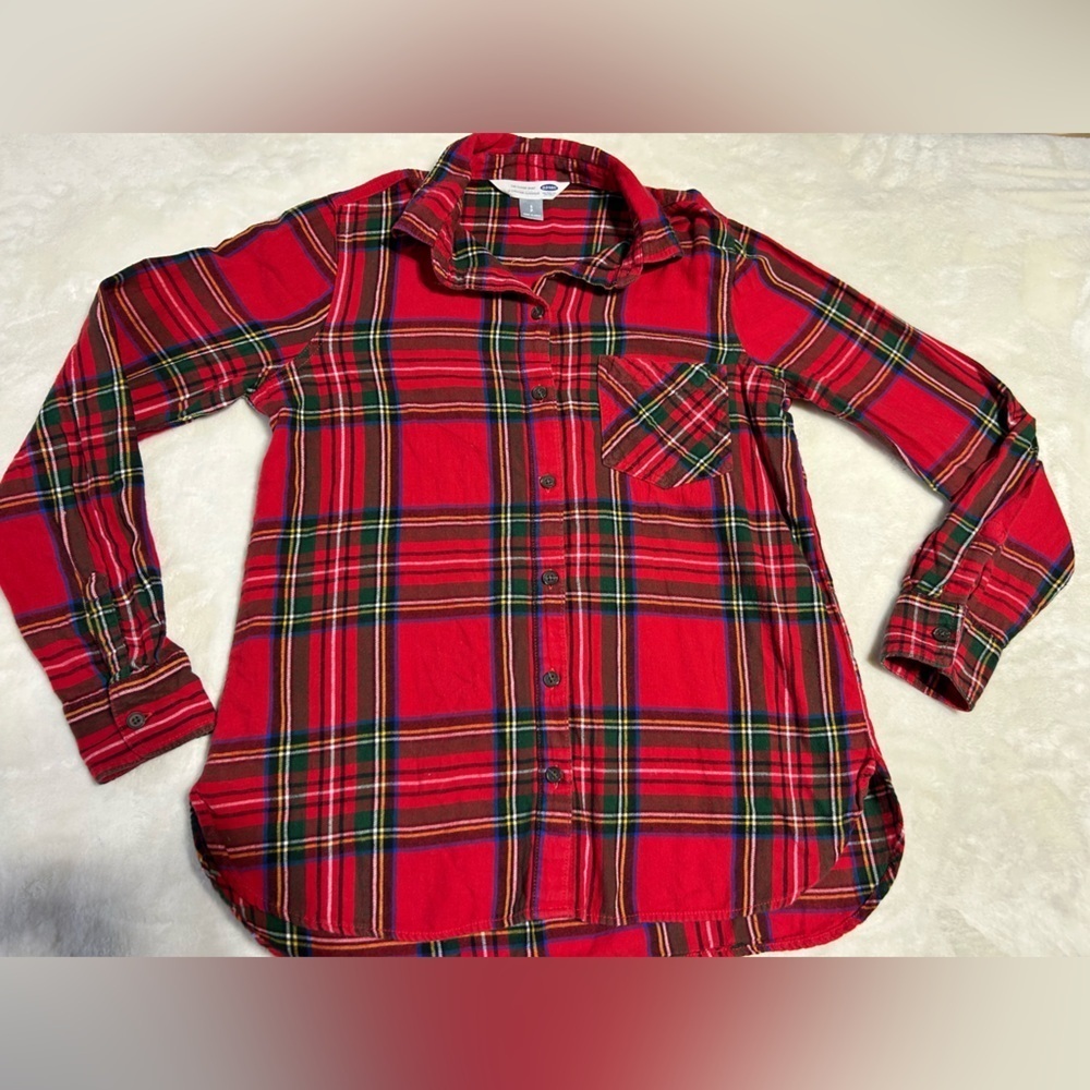 Red Plaid Button Down “Classic Shirt” Long Sleeve Flannel